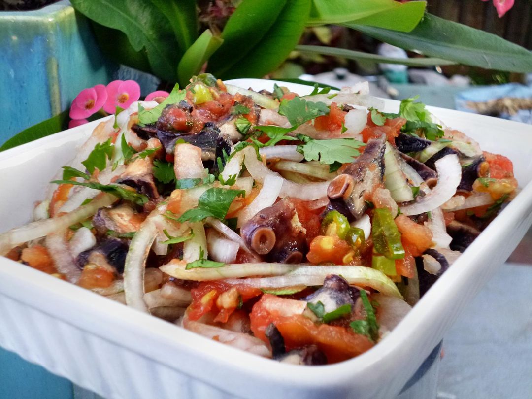 Dried octopus salad (chatini ourite sec) Taste of Mauritius