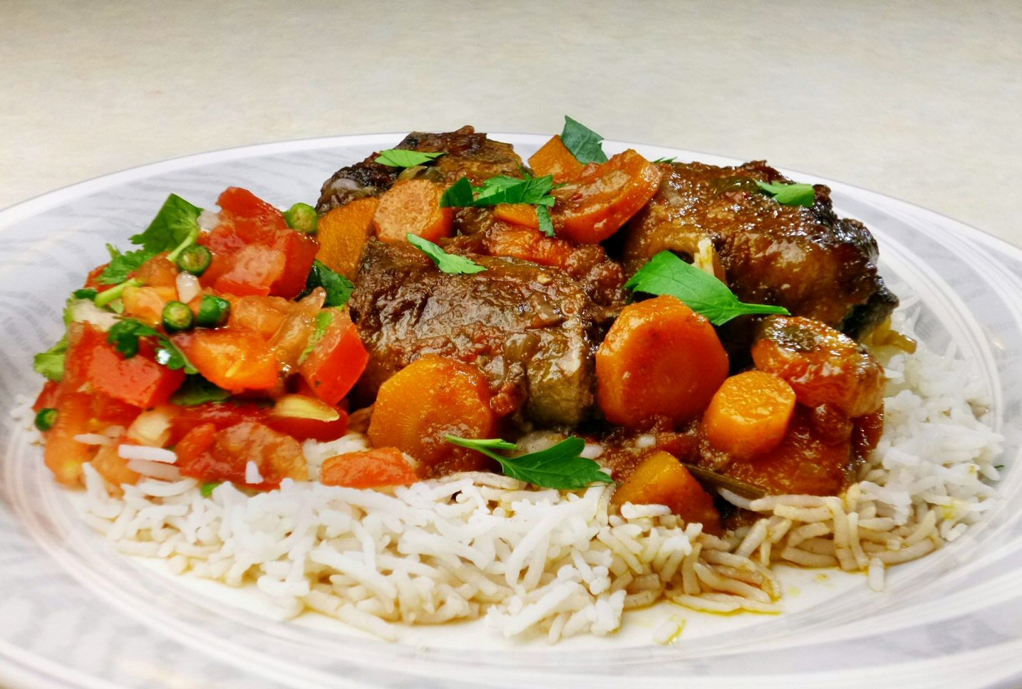 Oxtail in red wine with carrots Taste of Mauritius